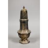 A George VI silver octagonal baluster caster, 5.4oz