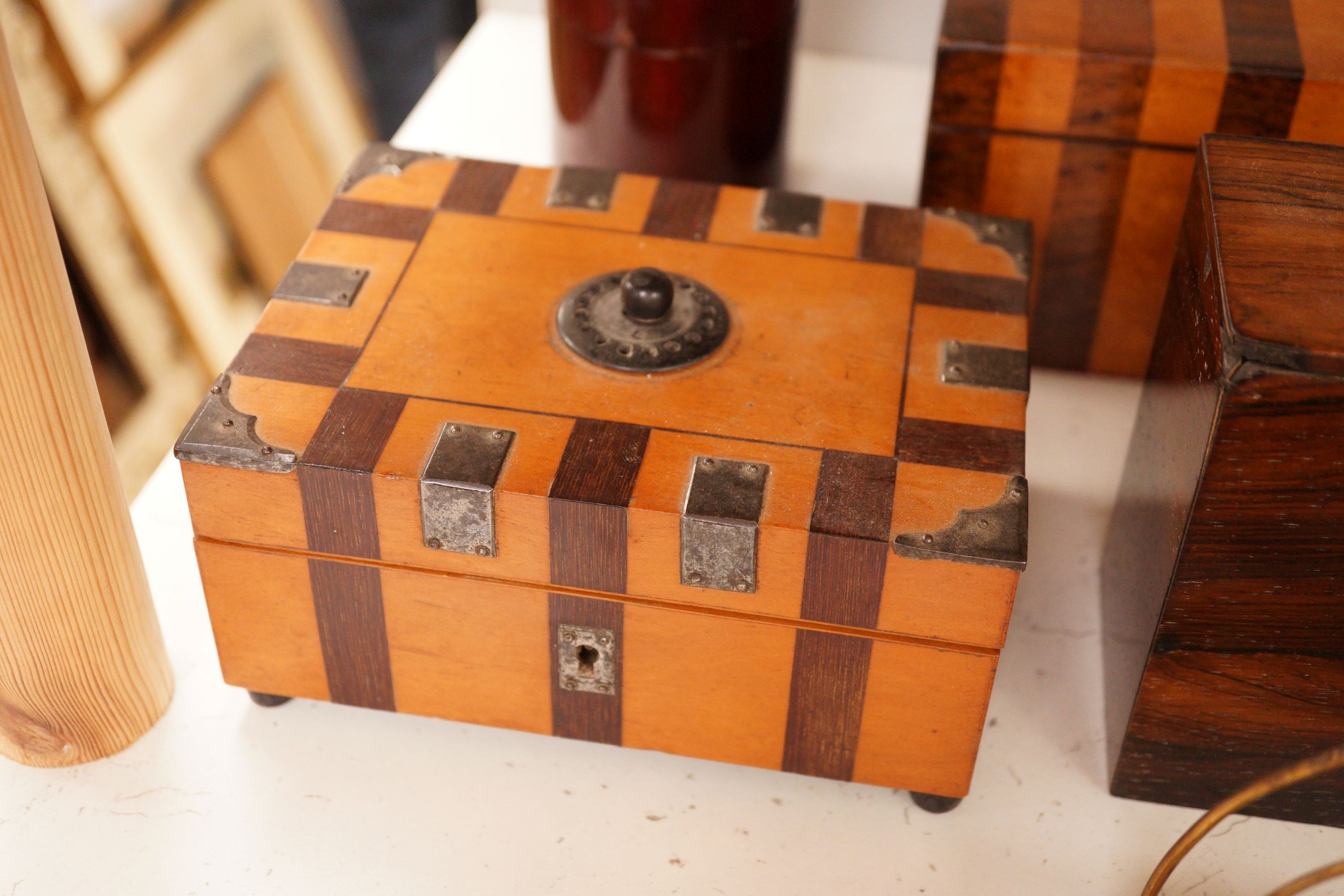 A group of 19th century boxes, a mounted Paper clip, etc. - Image 5 of 5