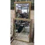 Two rectangular gilt frame wall mirrors, larger height 189cm