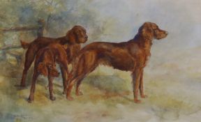 N.L. Pine-Coffin, watercolour, Three Irish Setters, signed and dated 1912, 38 x 60cm