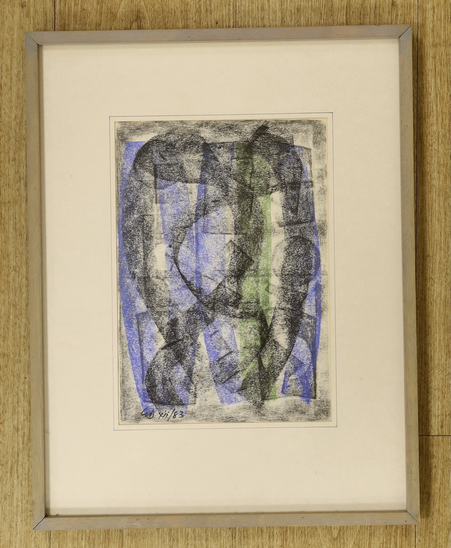 George Dannatt (1915-2009), conté crayon, 'Drawing Series 3 (Green Venture)', initialled and - Image 2 of 3