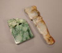 Two Chinese jadeite carvings