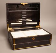 An Asprey & Son Morocco leather clad travelling writing box, 31 cm wide