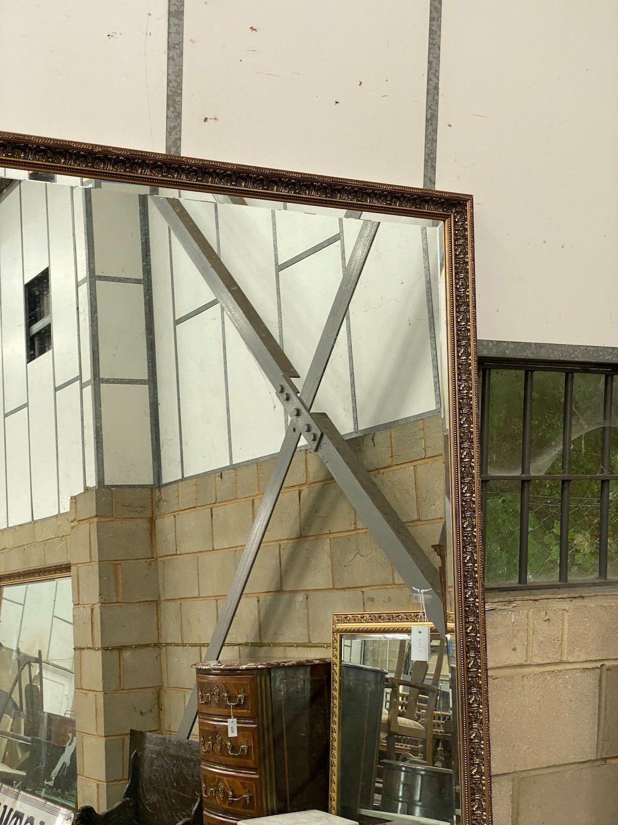 A large rectangular Victorian style gilt frame wall mirror, length 150cm, height 244cm - Image 3 of 5