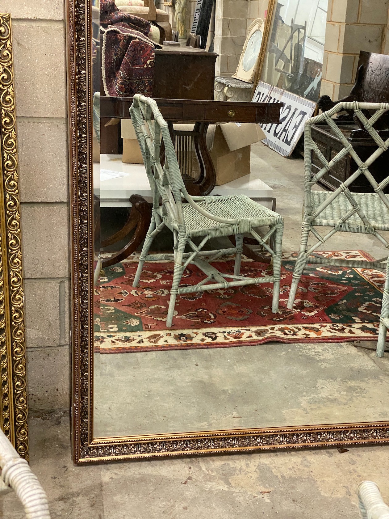 A large rectangular Victorian style gilt frame wall mirror, length 150cm, height 244cm - Image 4 of 5