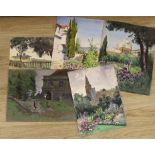 Ernest Thesiger (1879-1961), five assorted watercolours, mainly views in Italy, largest 43 x 35cm,