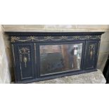 An Edwardian later painted overmantel mirror, width 138cm, height 68cm