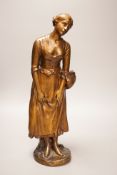 Antonin Mercie (French 1845-1916) - a late 19th century gilt bronze study of a standing female. ‘