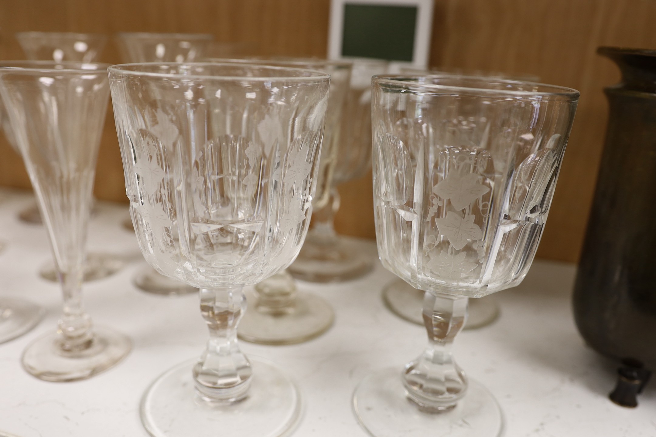 A group of ale and wine glasses including a 'lemon- squeezer' rummer (17) - Image 2 of 4
