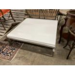 A BB Italia square white and brushed metal coffee table, width 110cm, height 35cm