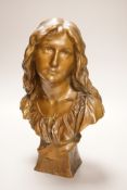 Paul Eugene Mengin (1853-1937), a bronze bust of a lady, “Susse Freres” stamp,26cm