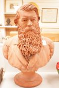 A large terracotta bust of a bearded gentleman, signed and dated H Bain-Smith, London, March 27th