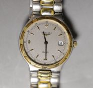 A gentleman's steel and gold plated Longines quartz wrist watch