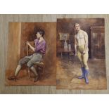 Ernest Thesiger (1879-1961), two watercolours, Portraits of young men, one signed and dated 1910,