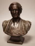Andrea Carlo Lucchesi (1860-1924) a patinated bronze bust of a lawyer, signed verso, 26cm tall