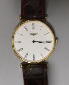 A gentleman's Longines 'Le Grande Classique' gold plated wristwatch, with box and papers