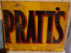 A Pratt's double sided enamel advertising sign, 46x52cm