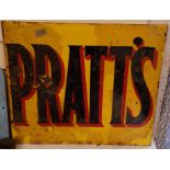 A Pratt's double sided enamel advertising sign, 46x52cm