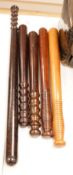 A collection of six assorted 19th century constabulary truncheons in varying woods