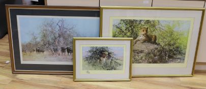David Shepherd, three limited edition prints, 'Cheetah', 'The Sentinel' and 'In the Thick Stuff',
