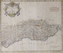 Robert Morden, coloured engraving, Map of Sussex, 36 x 41cm