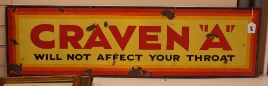 A ‘Craven 'A' will not affect your throat’ enamel advertising sign, 35x123cm