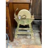 A Victorian cast iron treadle operated whetstone, height 89cm