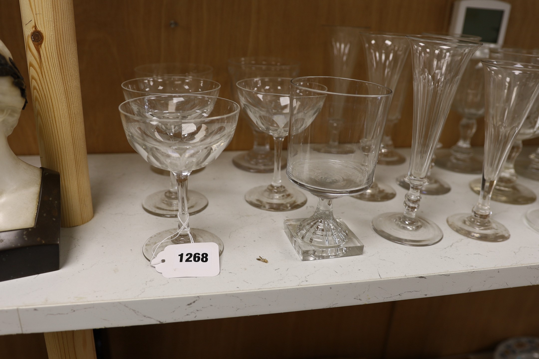 A group of ale and wine glasses including a 'lemon- squeezer' rummer (17) - Image 3 of 4