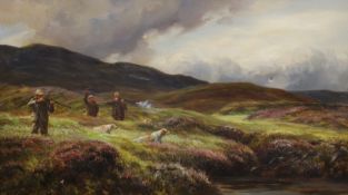 C.E. Johnson (19th C.), oil on canvas, ‘Shooting in the Highlands’, signed and dated 1890, 34 x