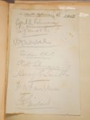South Africa cricket team signatures from the 1907 England tour in a scrap book album of sketches
