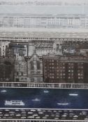 Brenda Hastin, limited edition print, Cityscape, signed and dated '86, 104/175, 96 x 70cm