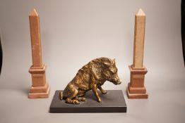 After the antique, a bronzed composition model of the Borghese boar together with a pair of