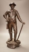 A French bronze figure, 'Dans la mine, par N. Telriv', 48cm