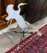 A painted iron heron weather vane, height 64cm