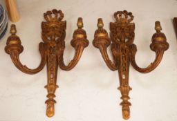 A pair of neoclassical style giltwood wall lights 45cm