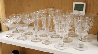 A group of ale and wine glasses including a 'lemon- squeezer' rummer (17)