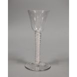 An 18th century double series opaque twist stem glass, 14.5cm tall