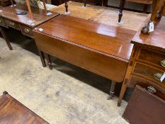 An early Victorian mahogany drop leaf extending dining table length 168cm extended, one spare
