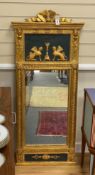 A 19th century Scandinavian giltwood and gesso pier glass, width 56cm, height 130cm