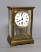 A Vermont, crystal time four glass regulator clock,24 cms high