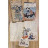 Four Japanese woodblock prints,largest 52 cms wide x 39 cms high,