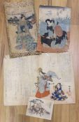 Four Japanese woodblock prints,largest 52 cms wide x 39 cms high,