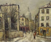 Claude Roger Fuget, oil on canvas, Paris street scene, signed and inscribed verso, 38 x 46cm,