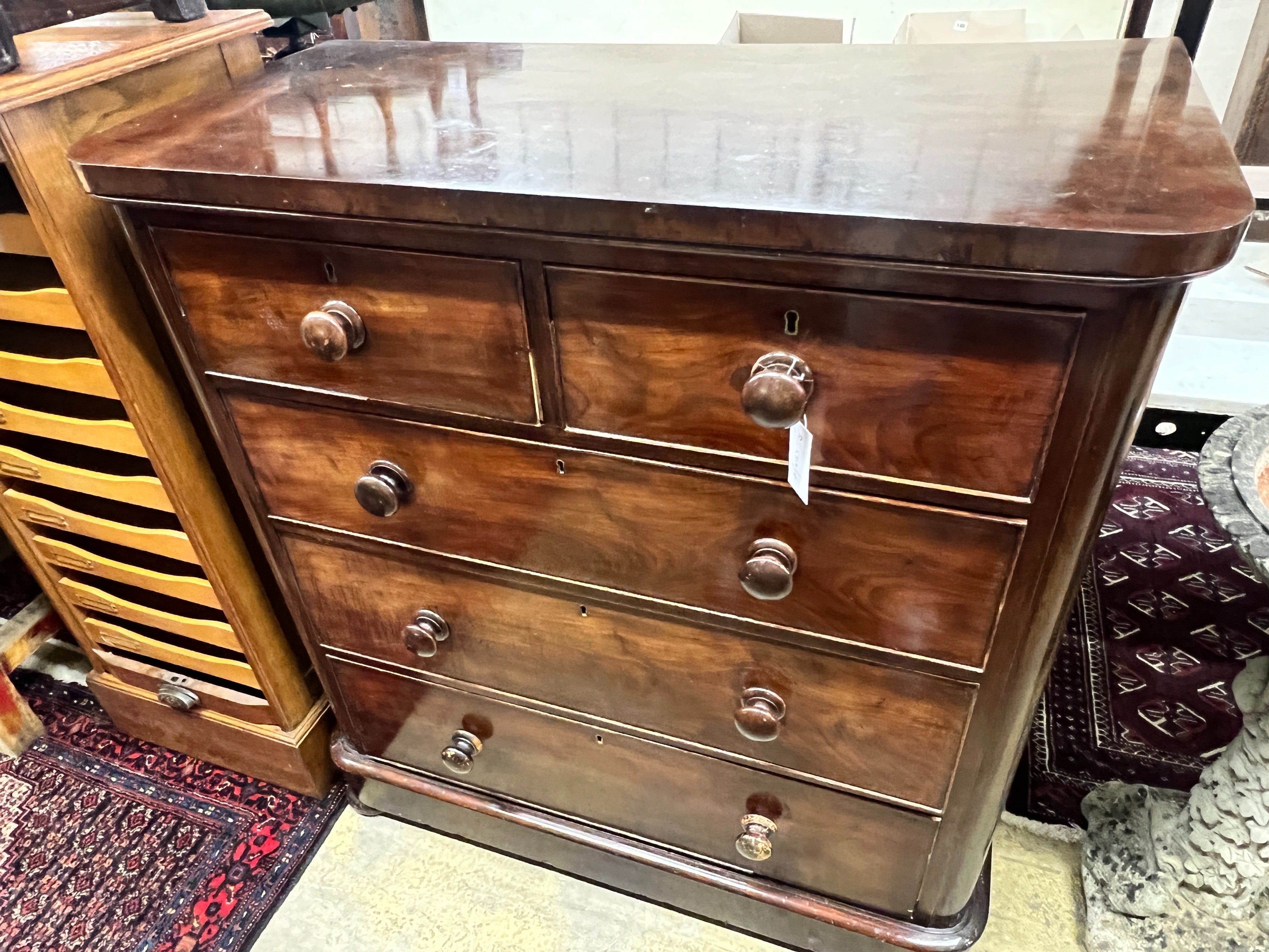 A Victorian mahogany chest, width 100cm, depth 49cm, height 110cm - Image 2 of 3