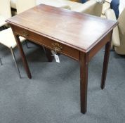 A George III mahogany single drawer side table, width 86cm, depth 45cm, height 76cm