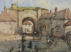 Noel Henry Leaver (1889-1951), two watercolours, 'A street scene in Normandy' and 'A street scene