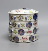 An early 20th century Chinese porcelain stacking box, 17cm