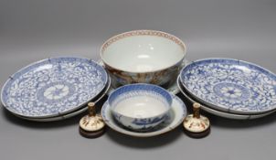 A selection of various Oriental ceramics, to include an 18th century Chinese export bowl with a