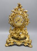 A Louis XV style ormolu mantel clock, 34.5cm