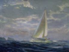 Payton, oil on canvas, 'Gay Seeker' - yacht at sea, signed, 49 x 65cm.